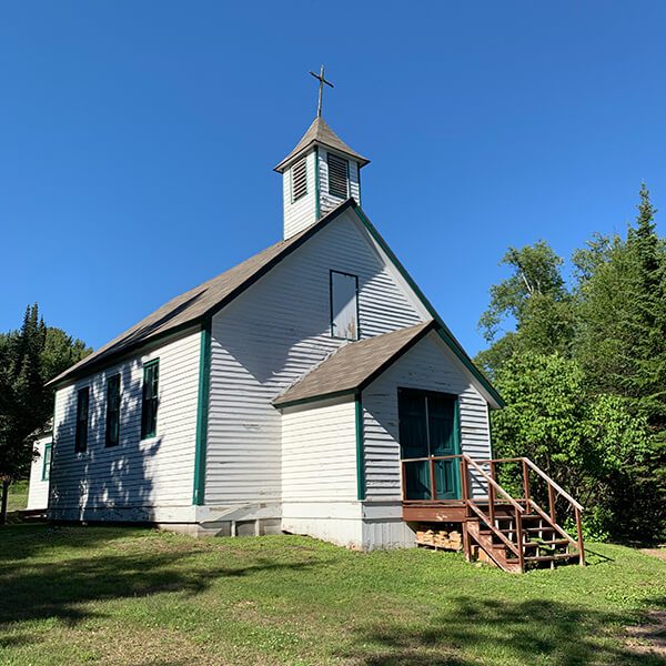 white clapboard historic chippewa church st frances xavier grand marais mn